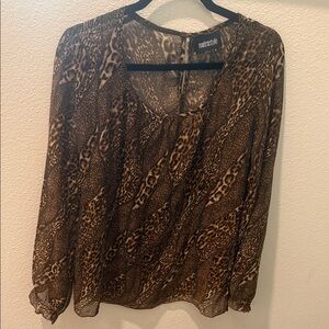 Metrostyle Animal Print Sheer Blouse